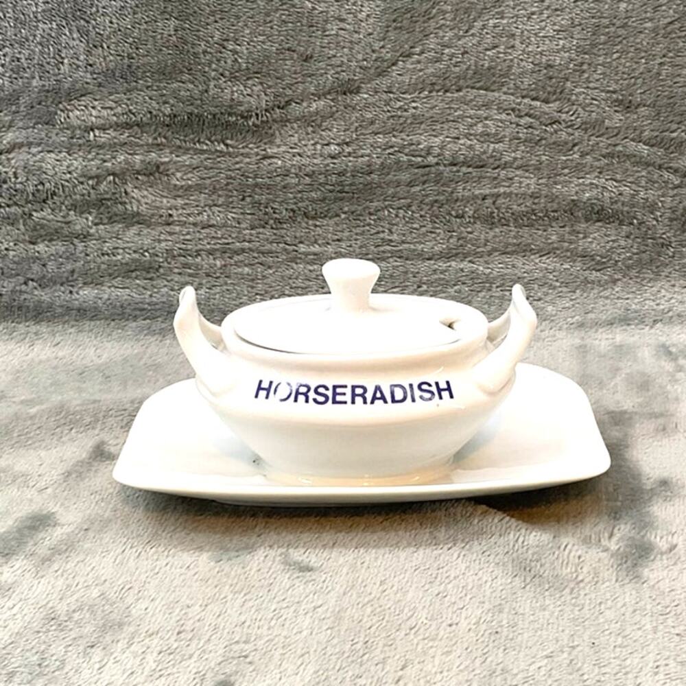 Schmidt Horseradish Condiment Server Porcelain Restaurant Ware Vintage w/ Lid